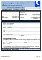 Form SRG2119 Application for Initial Accreditation or Variation to Accreditation as an Assessor of Language Proficiency in English Under UK Aircrew Regulation Part-Fcl.055 and Amc1 Fcl.055(N) - United Kingdom