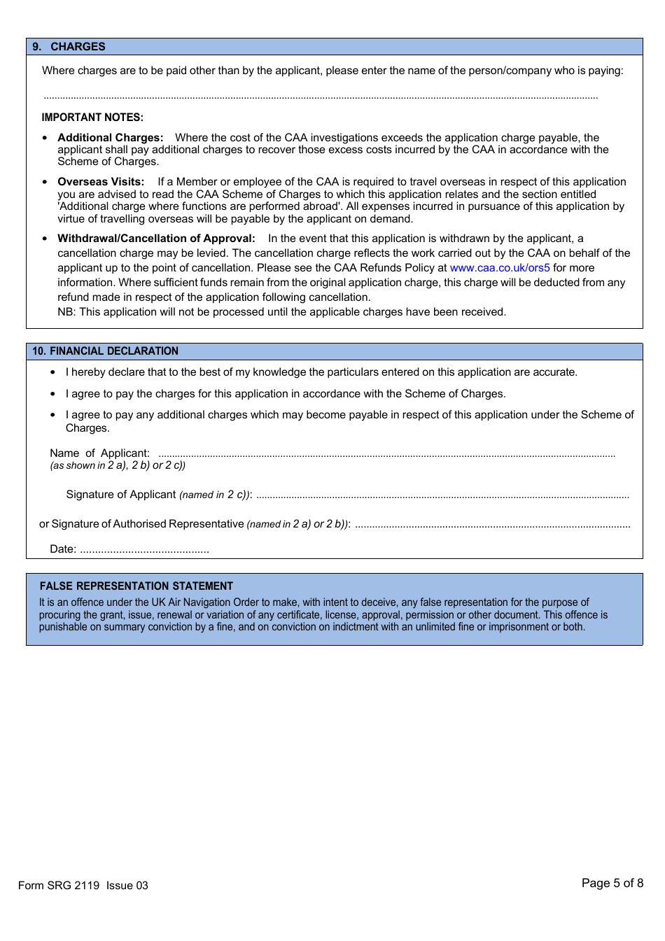 Form SRG2119 Application for Initial Accreditation or Variation to Accreditation as an Assessor of Language Proficiency in English Under UK Aircrew Regulation Part-Fcl.055 and Amc1 Fcl.055(N) - United Kingdom, Page 5