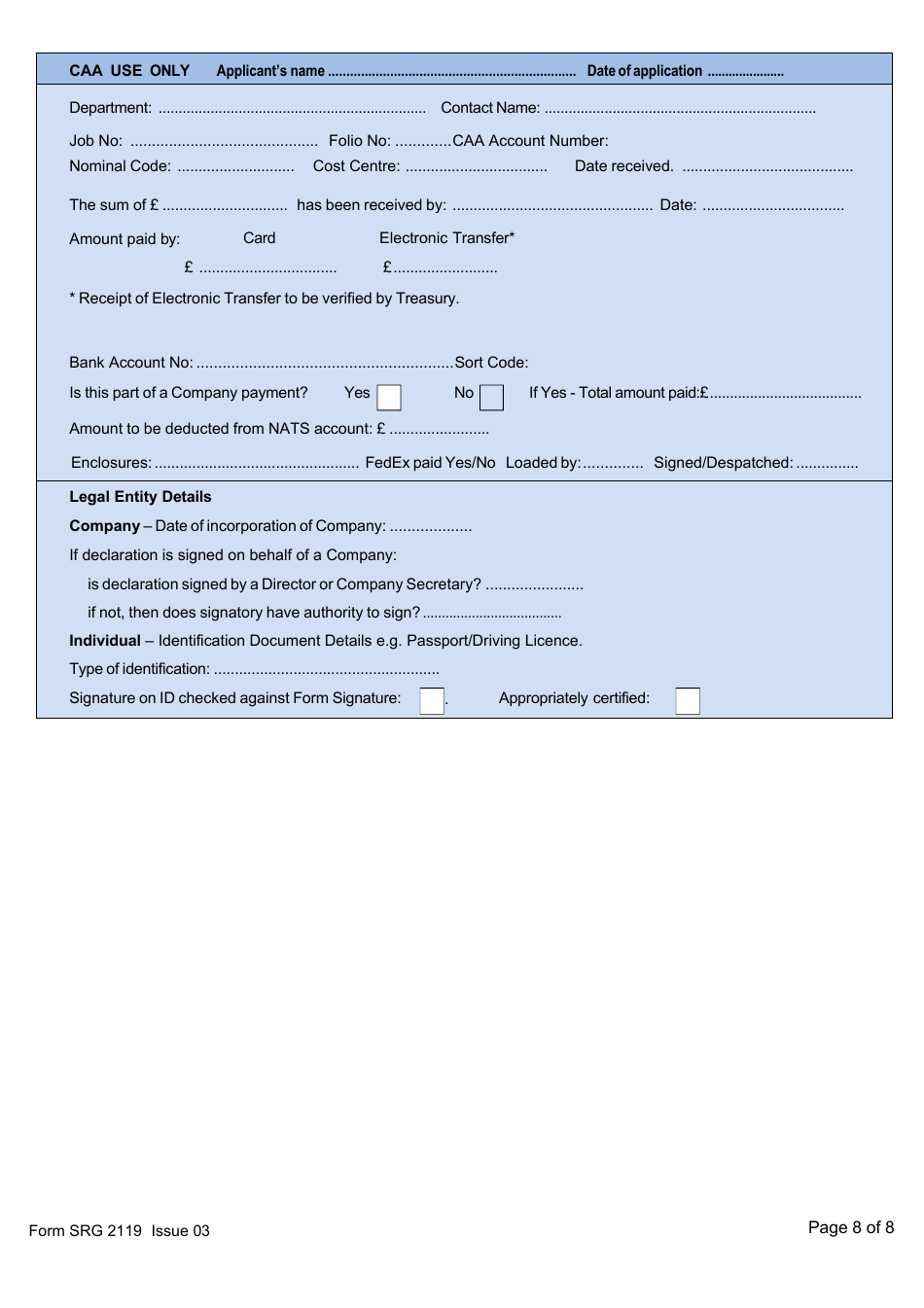 Form SRG2119 Application for Initial Accreditation or Variation to Accreditation as an Assessor of Language Proficiency in English Under UK Aircrew Regulation Part-Fcl.055 and Amc1 Fcl.055(N) - United Kingdom, Page 8