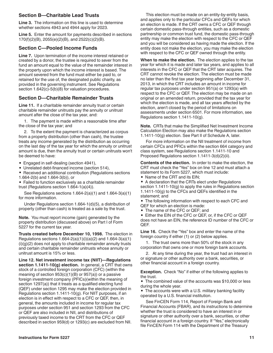 Instructions for IRS Form 5227 Split-Interest Trust Information Return, Page 11