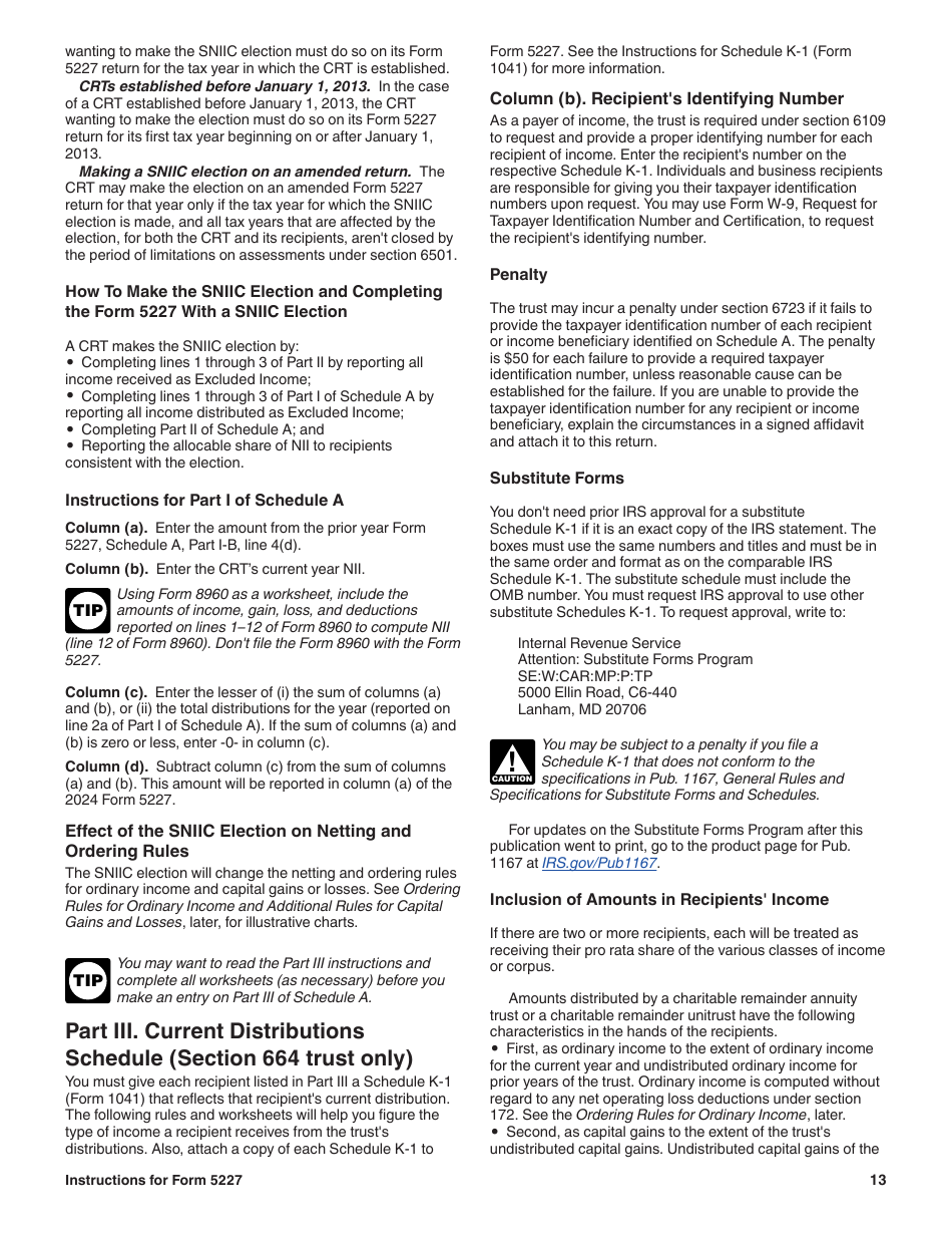 Instructions for IRS Form 5227 Split-Interest Trust Information Return, Page 13