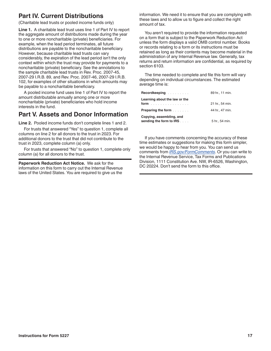 Instructions for IRS Form 5227 Split-Interest Trust Information Return, Page 17