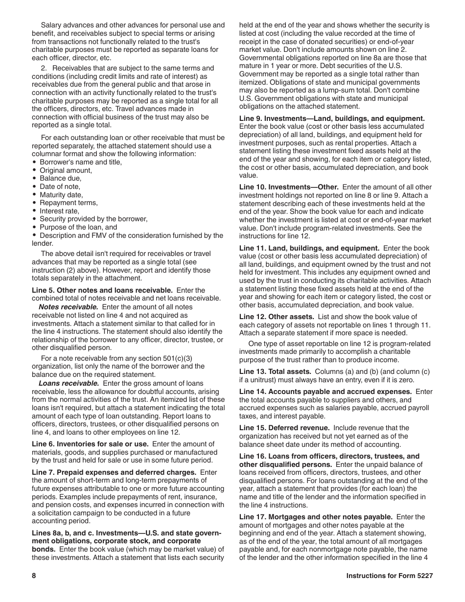 Instructions for IRS Form 5227 Split-Interest Trust Information Return, Page 8