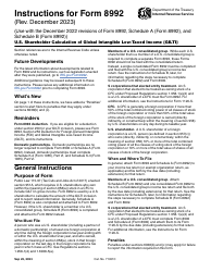 Document preview: Instructions for IRS Form 8992 U.S. Shareholder Calculation of Global Intangible Low-Taxed Income (Gilti)