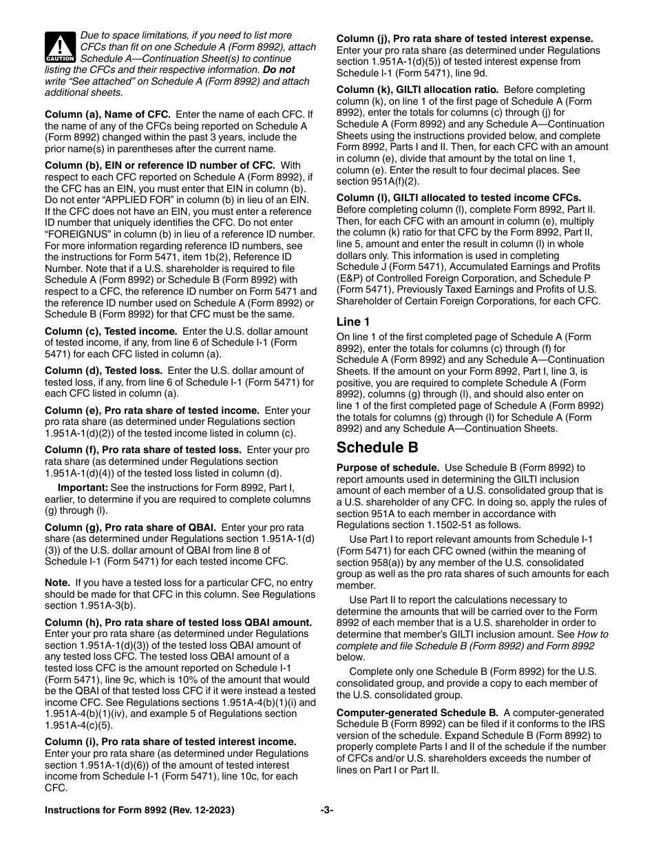 Instructions for IRS Form 8992 U.S. Shareholder Calculation of Global Intangible Low-Taxed Income (Gilti), Page 3