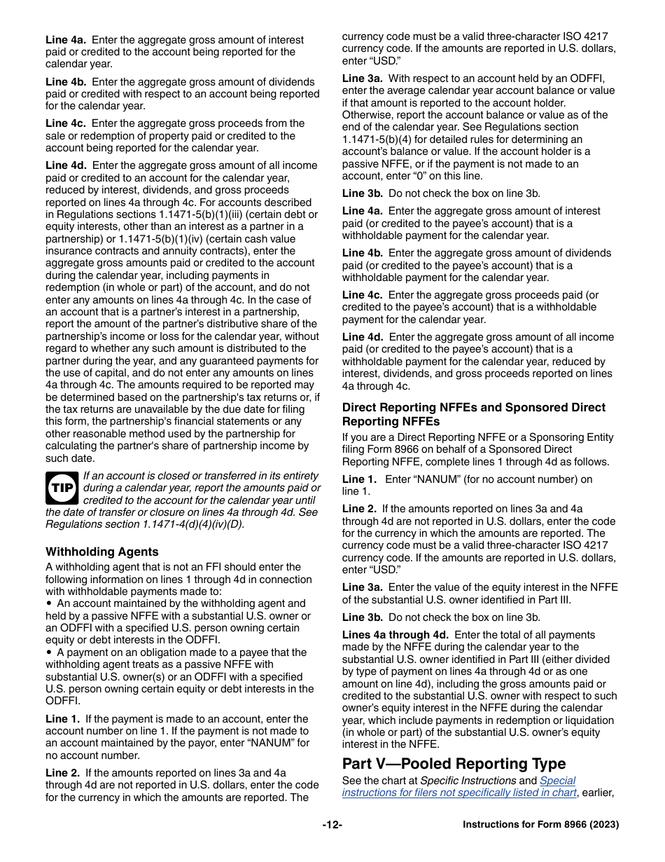 Instructions for IRS Form 8966 Fatca Report, Page 12