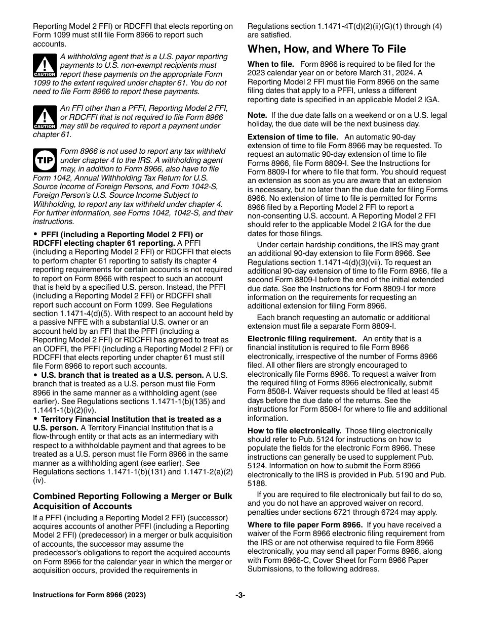 Instructions for IRS Form 8966 Fatca Report, Page 3