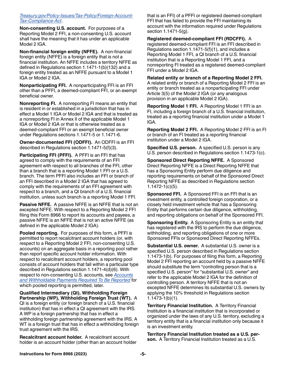 Instructions for IRS Form 8966 Fatca Report, Page 5