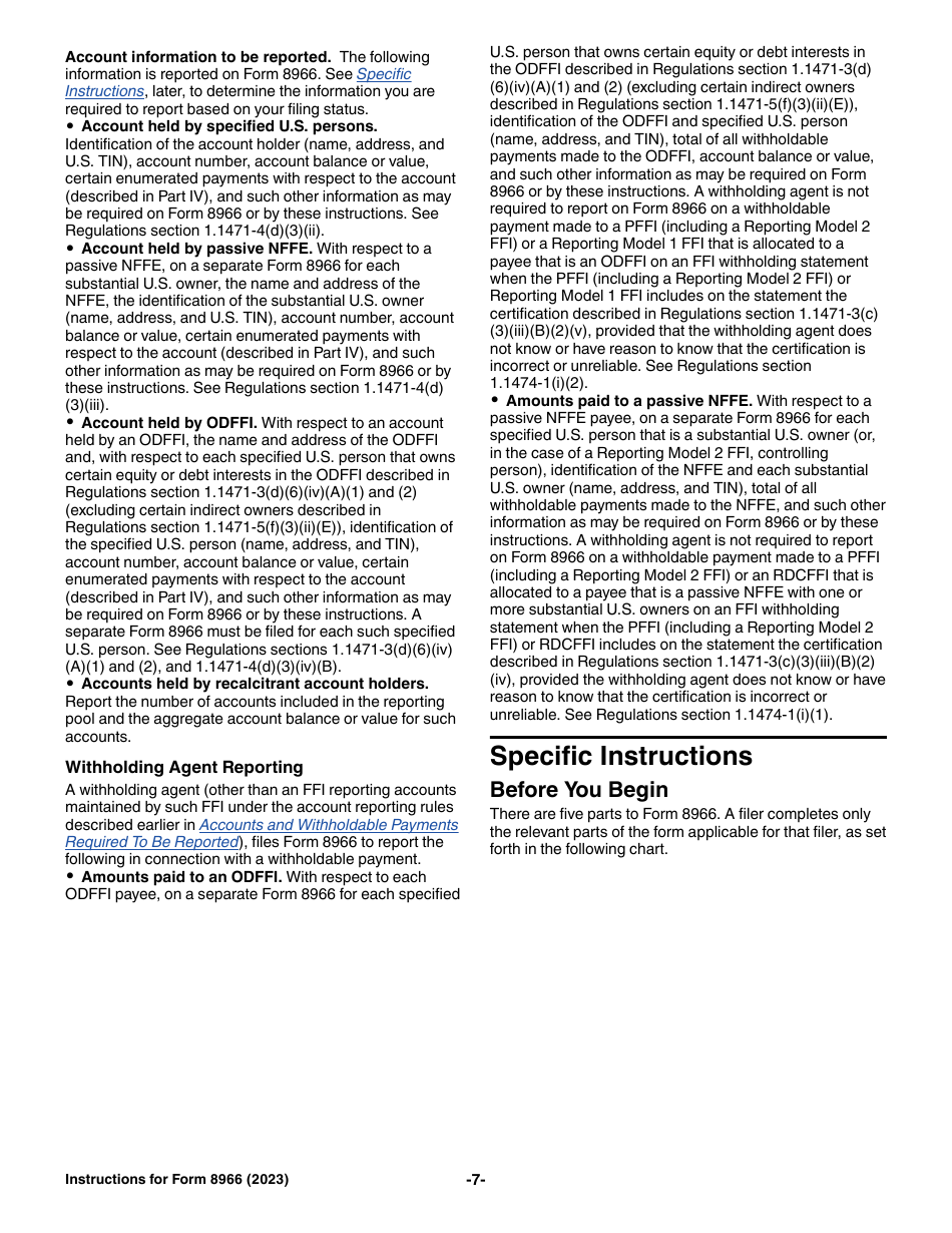 Instructions for IRS Form 8966 Fatca Report, Page 7