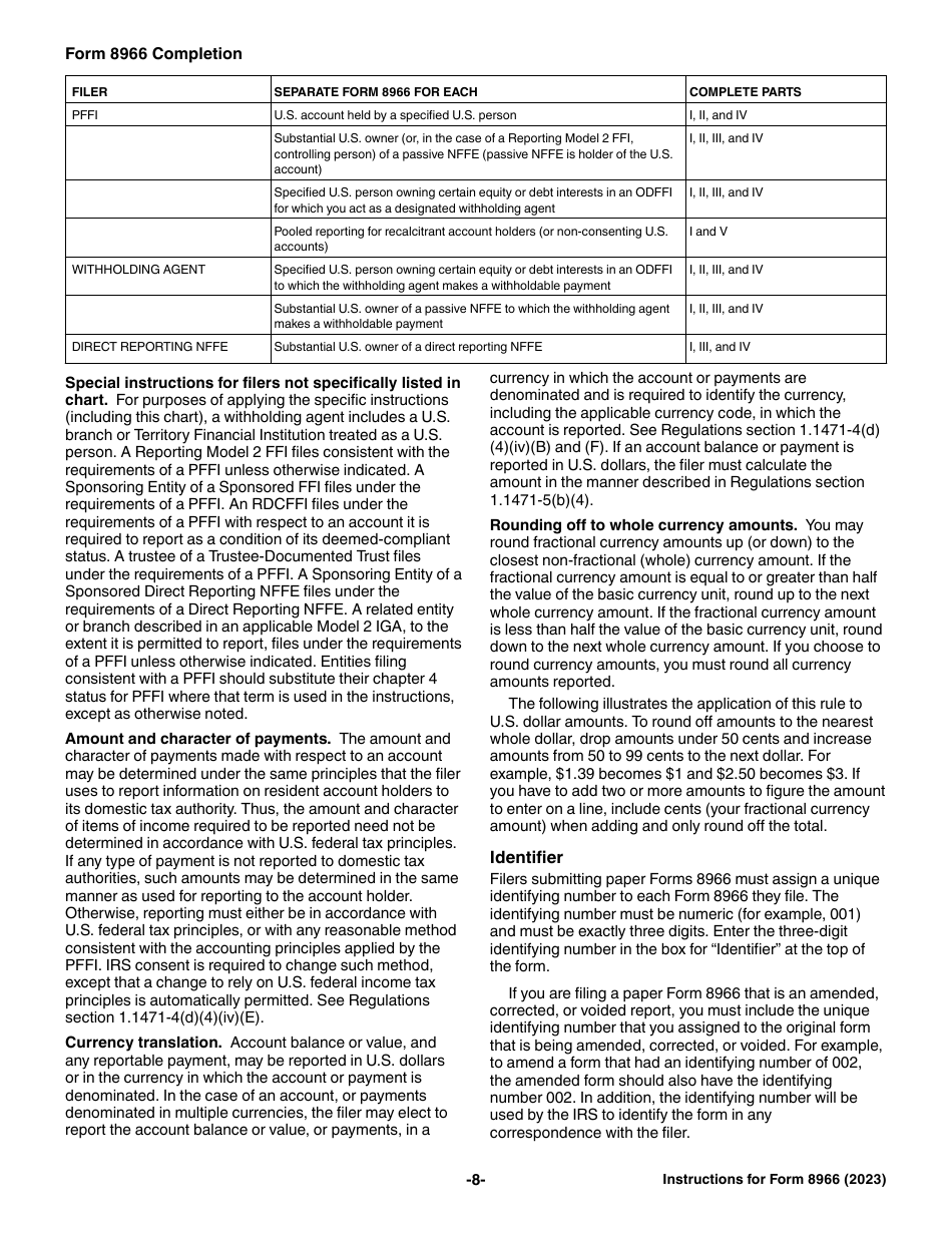 Instructions for IRS Form 8966 Fatca Report, Page 8