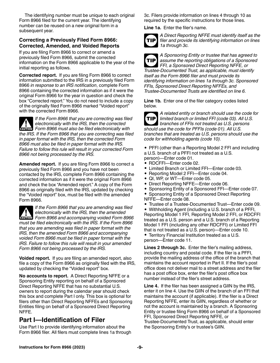 Instructions for IRS Form 8966 Fatca Report, Page 9