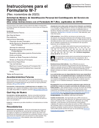 Instrucciones para IRS Formulario W-7 (SP) Solicitud De Numero De Identificacion Personal Del Contribuyente Del Servicio De Impuestos Internos (Spanish)