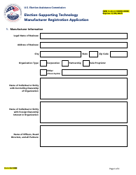 Document preview: Election-Supporting Technology Manufacturer Registration Application