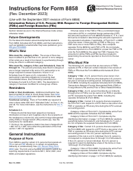 Document preview: Instructions for IRS Form 8858 Information Return of U.S. Persons With Respect to Foreign Disregarded Entities (Fdes) and Foreign Branches (Fbs)