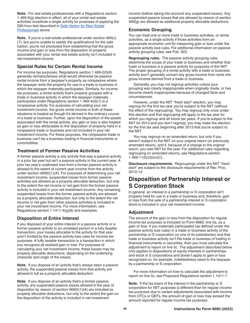 Instructions for IRS Form 8960 Net Investment Income Tax - Individuals, Estates, and Trusts, Page 4