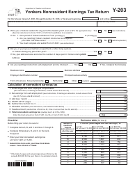 Document preview: Form Y-203 Yonkers Nonresident Earnings Tax Return - New York, 2023