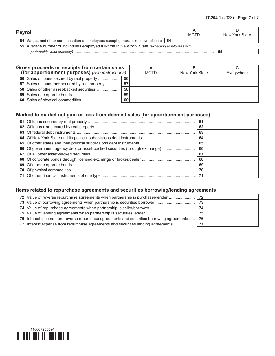 Form IT-204.1 Schedule K New York Corporate Partners Schedule - New York, Page 7