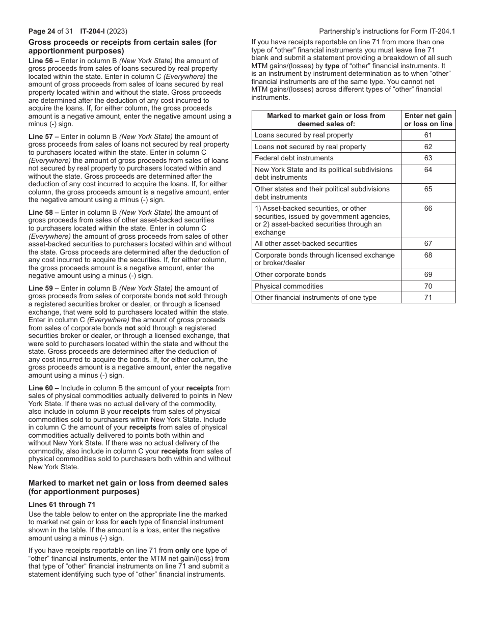 Instructions for Form IT-204, IT-204-IP, IT-204.1, IT-204-CP Schedule K-1 - New York, Page 24