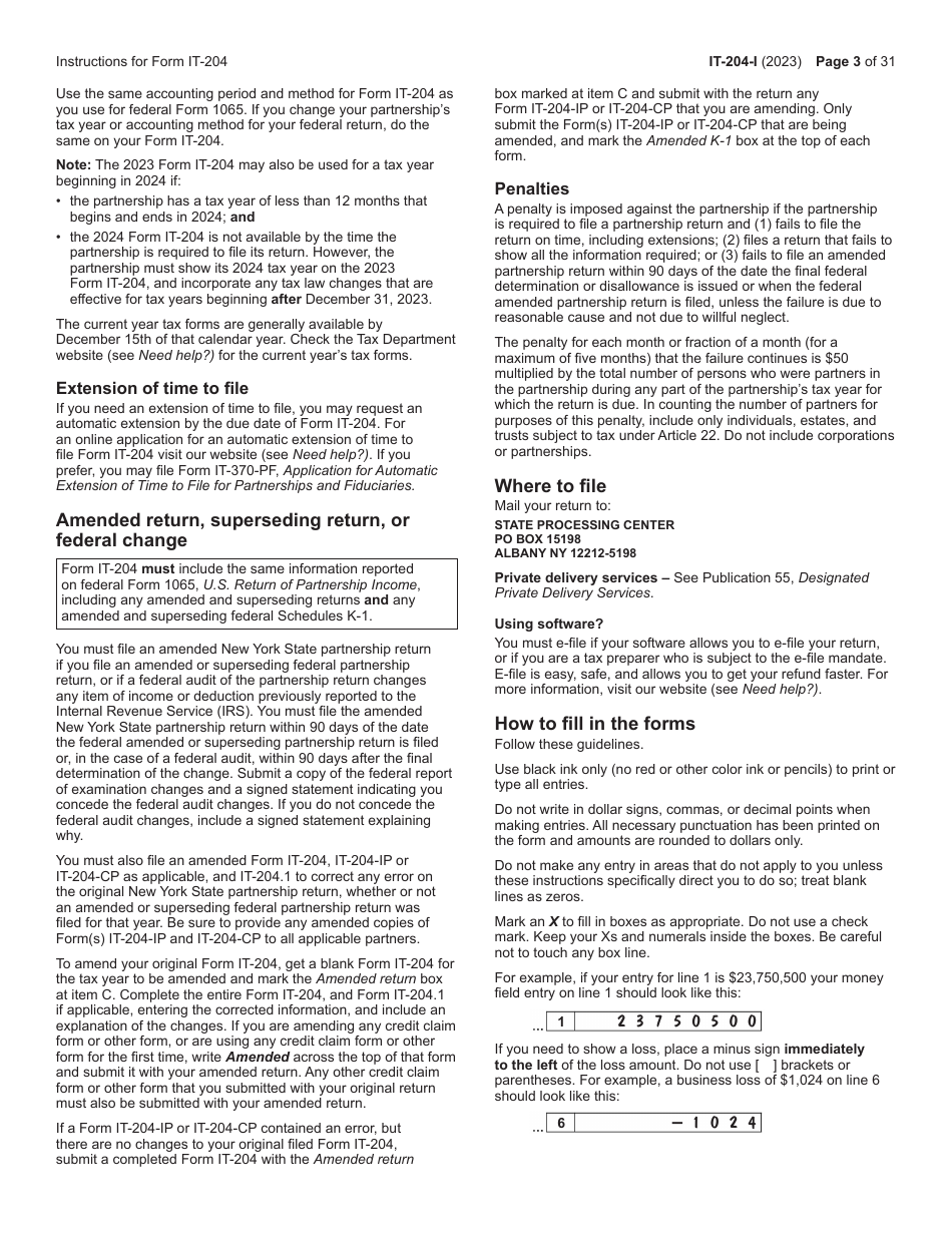 Instructions for Form IT-204, IT-204-IP, IT-204.1, IT-204-CP Schedule K-1 - New York, Page 3