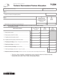 Document preview: Form Y-204 Yonkers Nonresident Partner Allocation - New York, 2023