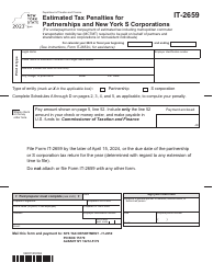 Document preview: Form IT-2659 Estimated Tax Penalties for Partnerships and New York S Corporations - New York
