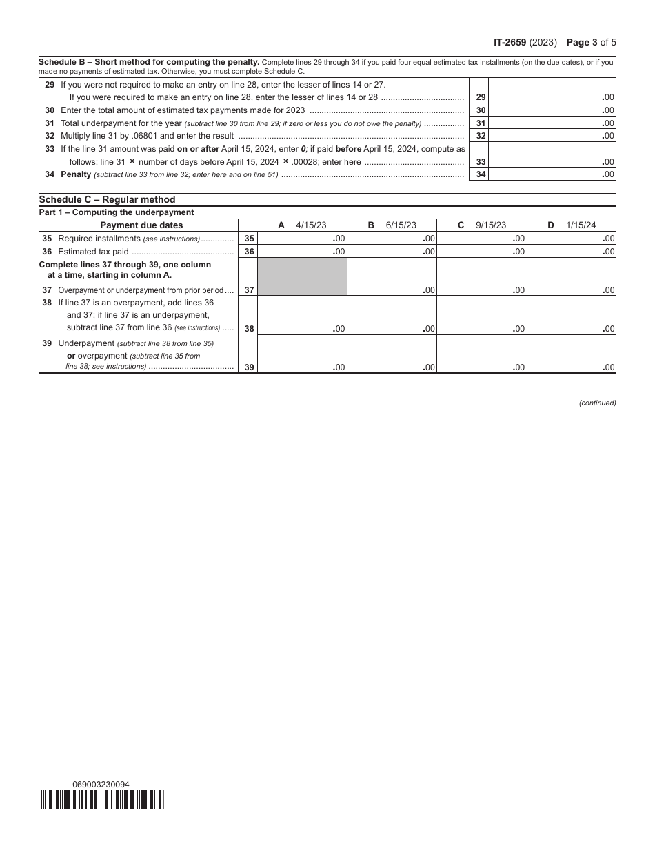 Form IT-2659 Estimated Tax Penalties for Partnerships and New York S Corporations - New York, Page 3