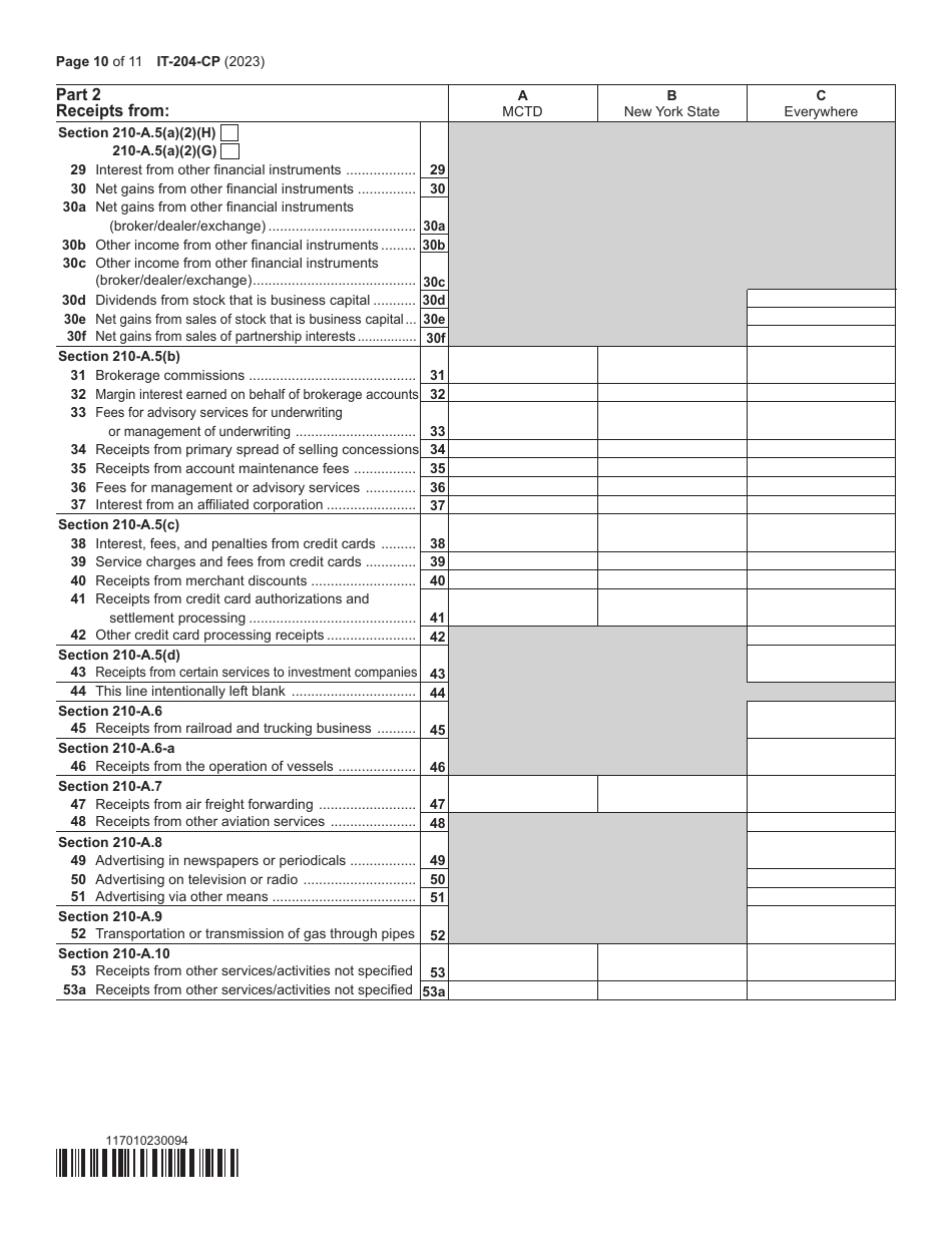 Form IT-204-CP Schedule K-1 New York Corporate Partners Schedule - New York, Page 10