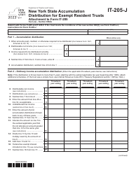 Form IT-205-J New York State Accumulation Distribution for Exempt Resident Trusts - New York