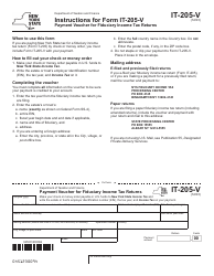 Document preview: Form IT-205-V Payment Voucher for Fiduciary Income Tax Returns - New York