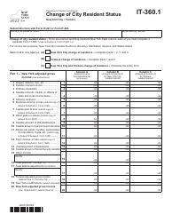 Document preview: Form IT-360.1 Change of City Resident Status - New York