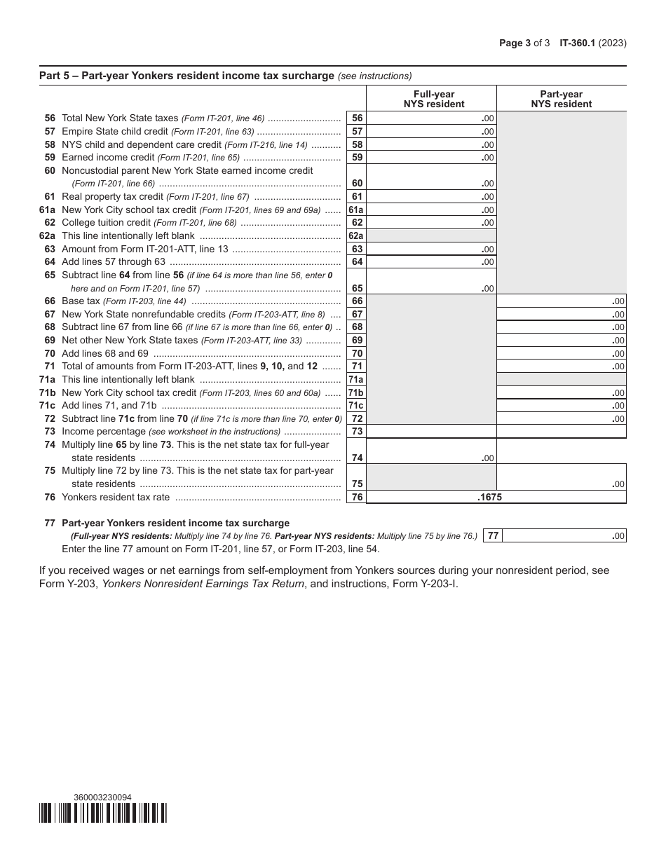 Form IT-360.1 Change of City Resident Status - New York, Page 3