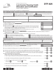 Form DTF-625 Low-Income Housing Credit Allocation and Certification - New York