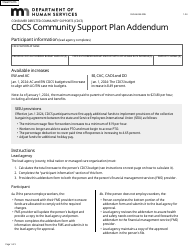Form DHS-6633A-ENG CDCs Community Support Plan Addendum - Minnesota