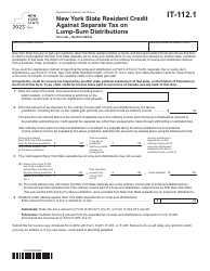 Document preview: Form IT-112.1 New York State Resident Credit Against Separate Tax on Lump-Sum Distributions - New York, 2023