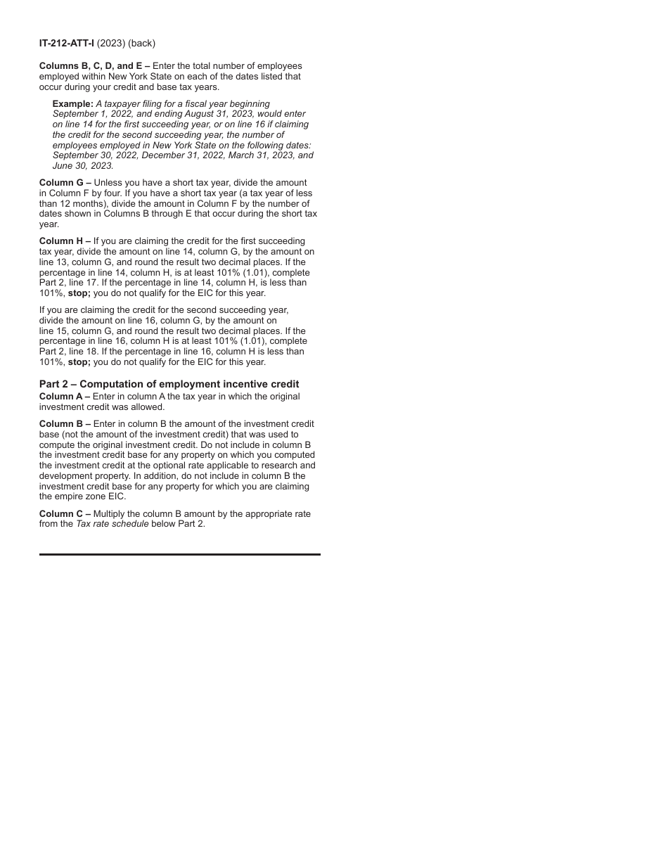 Instructions for Form IT-212-ATT Claim for Historic Barn Rehabilitation Credit and Employment Incentive Credit - New York, Page 2