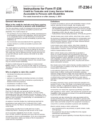 Document preview: Instructions for Form IT-236 Credit for Taxicabs and Livery Service Vehicles Accessible to Persons With Disabilities for Costs Incurred on or After January 1, 2011 - New York