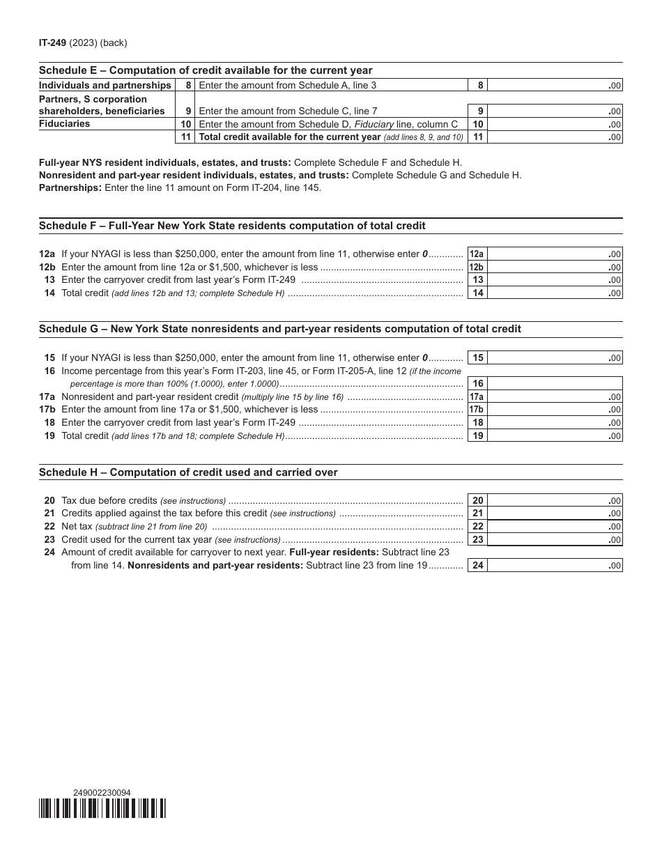 Form IT-249 Claim for Long-Term Care Insurance Credit - New York, Page 2