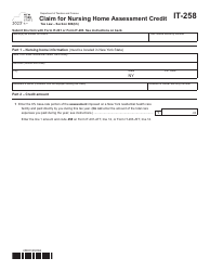 Form IT-258 Claim for Nursing Home Assessment Credit - New York