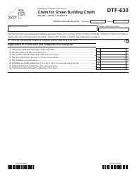 Document preview: Form DTF-630 Claim for Green Building Credit - New York, 2023