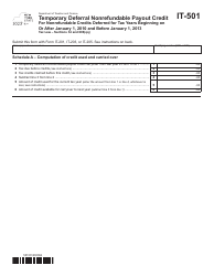Document preview: Form IT-501 Temporary Deferral Nonrefundable Payout Credit for Nonrefundable Credits Deferred for Tax Years Beginning on or After January 1, 2010 and Before January 1, 2013 - New York, 2023