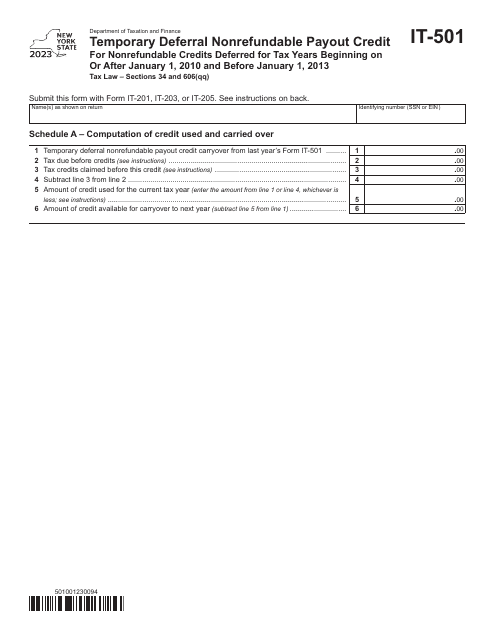 Form IT-501 2023 Printable Pdf