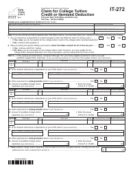 Form IT-272 Claim for College Tuition Credit or Itemized Deduction - Full-Year New York State Residents Only - New York