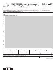 Document preview: Form IT-212-ATT Claim for Historic Barn Rehabilitation Credit and Employment Incentive Credit - New York, 2023