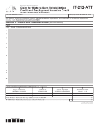 Form IT-212-ATT Claim for Historic Barn Rehabilitation Credit and Employment Incentive Credit - New York