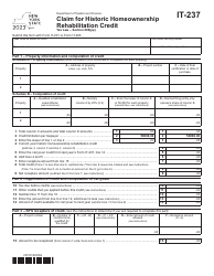 Document preview: Form IT-237 Claim for Historic Homeownership Rehabilitation Credit - New York, 2023