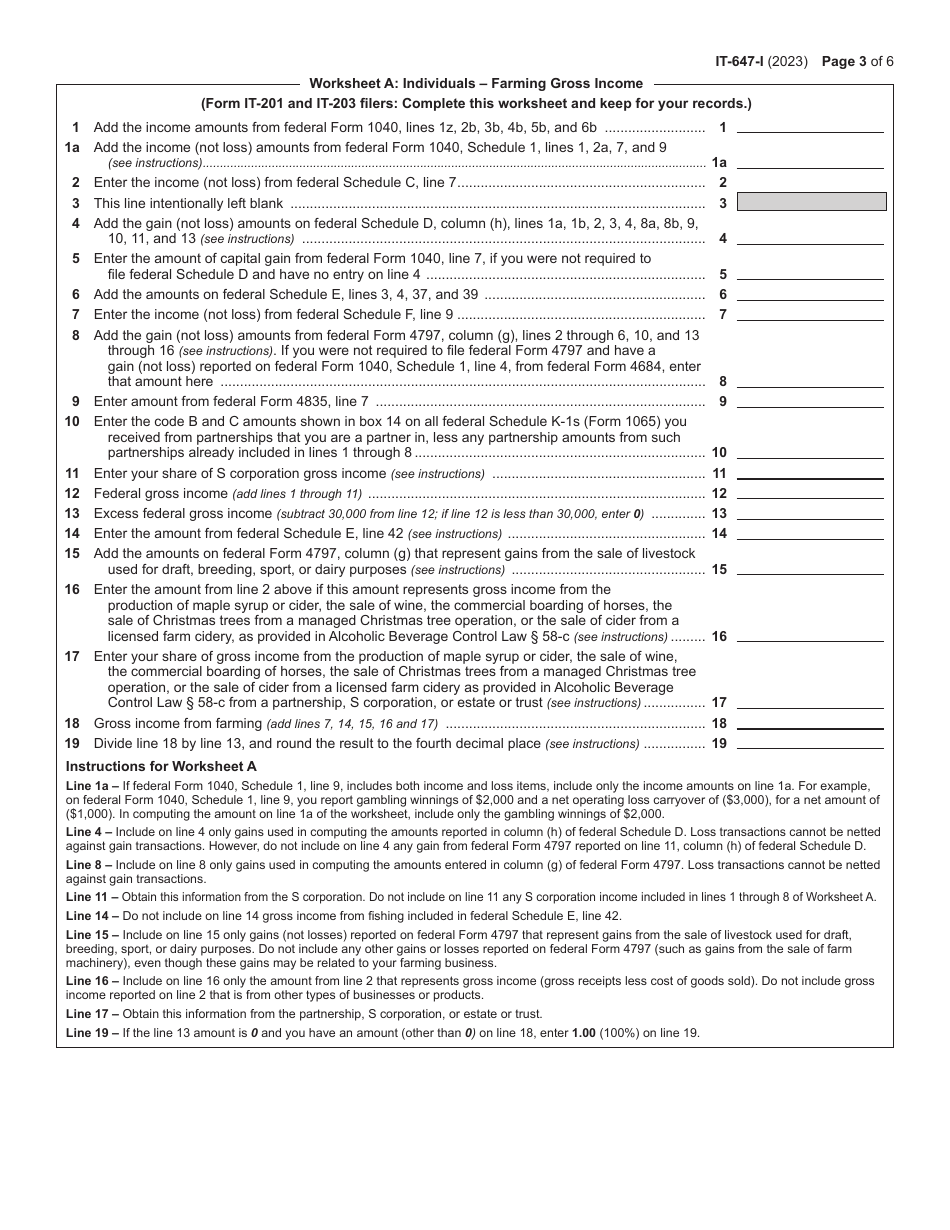 Instructions for Form IT-647, IT-647-ATT - New York, Page 3