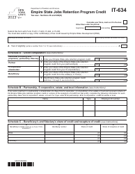 Form IT-634 Empire State Jobs Retention Program Credit - New York