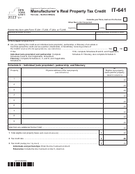 Document preview: Form IT-641 Manufacturer's Real Property Tax Credit - New York, 2023