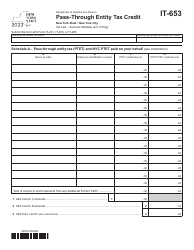 Form IT-653 Pass-Through Entity Tax Credit - New York