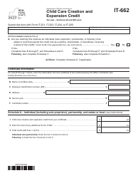 Document preview: Form IT-662 Child Care Creation and Expansion Credit - New York, 2023